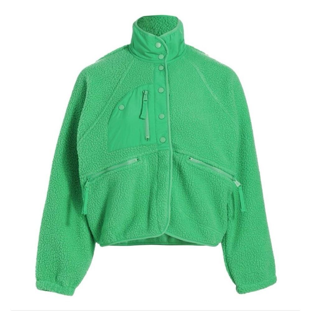 Amazon green oversized zip front fleece size M